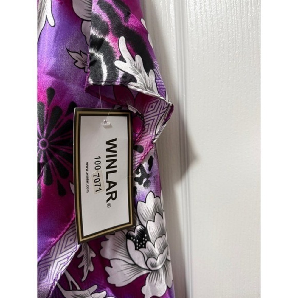 Winlar Heather Long Kaftan OSFM NWT Purple Floral Animal Print Caftan Maxi Dress - Picture 3 of 12